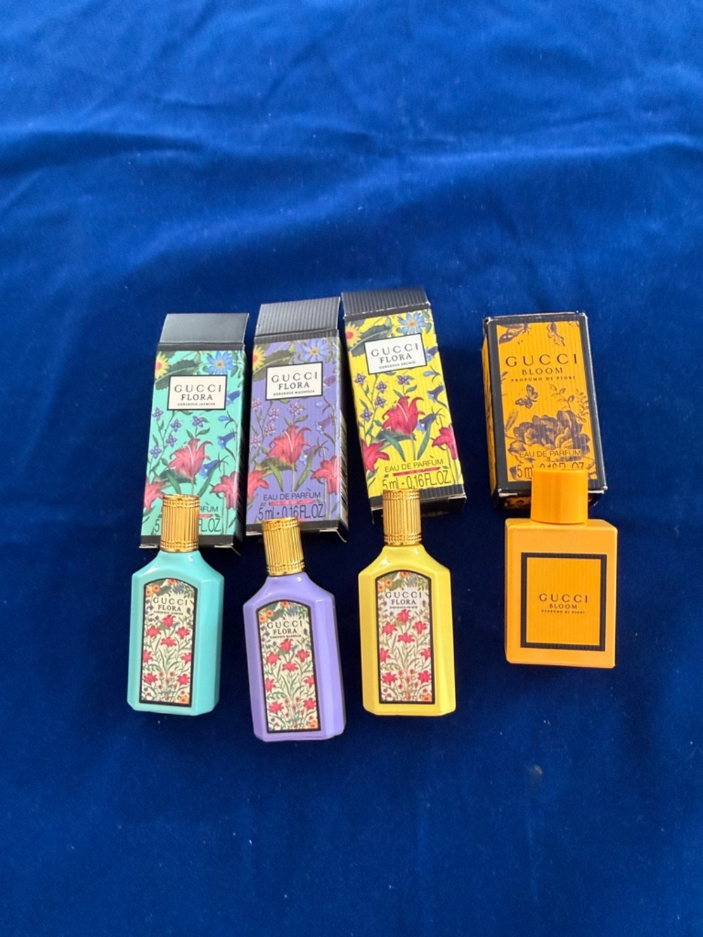 Gucci Mini Perfume Set in Blue, Purple, Yellow, Orange Floral Boxes - Picture 2 of 2